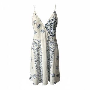 Elegant Blue and White Floral Dress